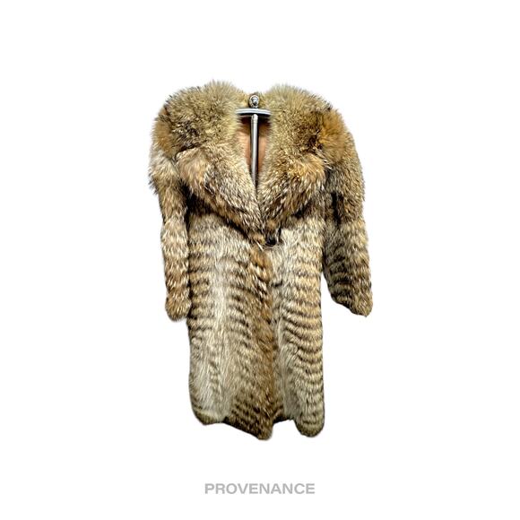 🔴 Coyote Full-Length Fur Coat - Brown Herringbone - Picture 1 of 14